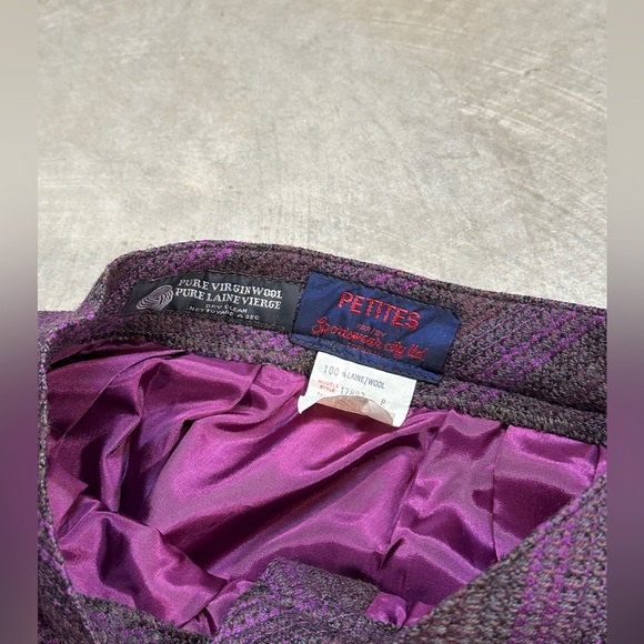 Purple Mixed Thread Skirt w Buttons Size 10 Petite Pure Virgin Wool/ Lined Skirt - Picture 6 of 10